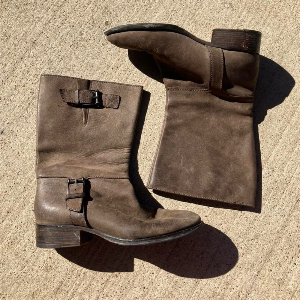 Vintage Brown Leather Moto Boots size 8